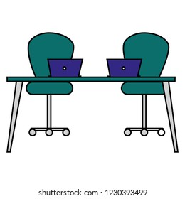 Office desk with laptops design