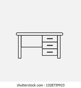 office desk line icon with drawer office furniture