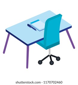 office with desk and notebook