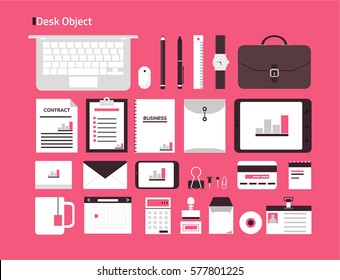 office desk object vector illustration flat design