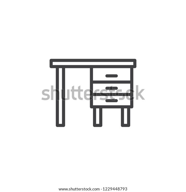 Office Desk Outline Icon Linear Style Stock Vector Royalty Free