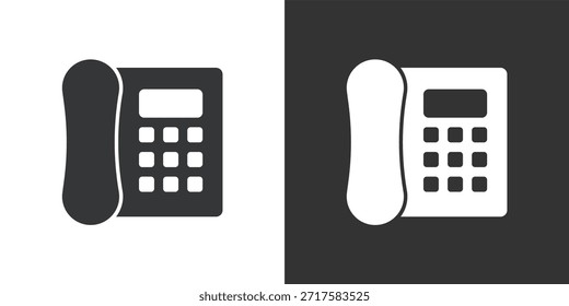 Icono de teléfono de escritorio de oficina. Icono de la serie de glifos sólidos