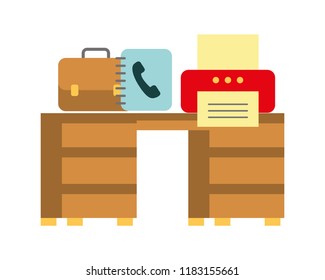 office with desk and printer workplace
