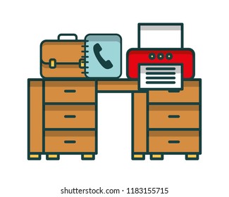 office with desk and printer workplace