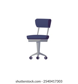 Office or desk rolling armchair icon. The office seat furniture, ergonomic computer chair on wheels. Vector flat illustration isolated on white. Cartoon home or office interior grey armchair