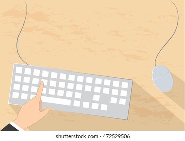 office desk and space background