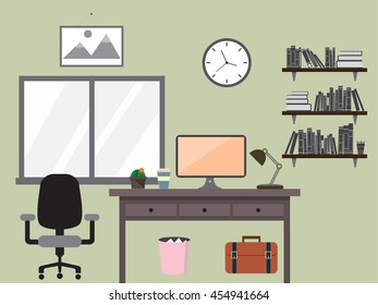 Office Desk Office Stuff Warm Tone Stock Vector (Royalty Free ...