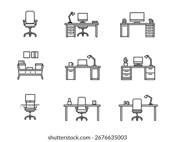 Escritorio de oficina elegante espacio de trabajo diseño creativo