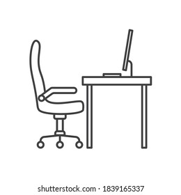 office desk with swivel chair icon - vector illustration