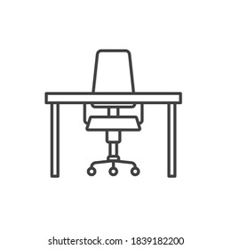 office desk with swivel chair icon - vector illustration