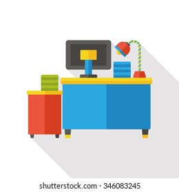 office desk table flat icon
