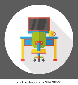 office desk table flat icon