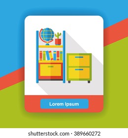 office desk table flat icon