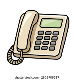 Office Desk Telephone Cartoon Vector Illustration