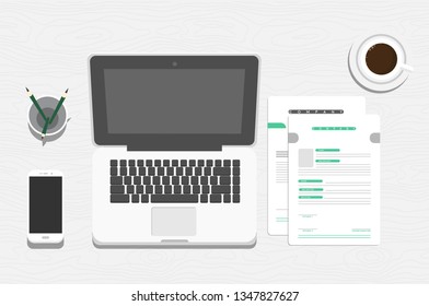 Office Desk Top View 