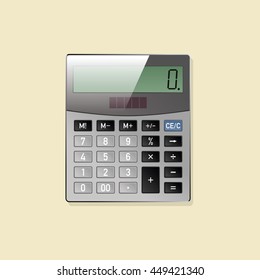 Office Desk Top View. Calculator. Icon. 