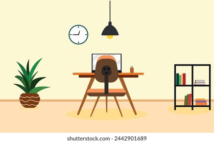 office desk vector design.
idea of ​​working from home.