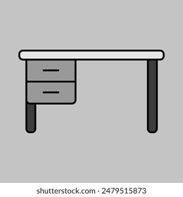 Office desk vector grayscale icon. Table sign. Graph symbol for furniture, web site and apps design, logo, app, UI