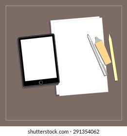 Office desk - vector Illustration