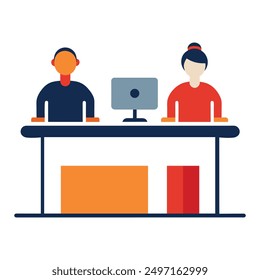 An Office Desk Vector Illustration - Ideal for T-shirt Design, Hoodie Design, Pillow Cover Design, and More