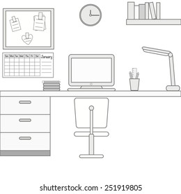 office desk vector on background