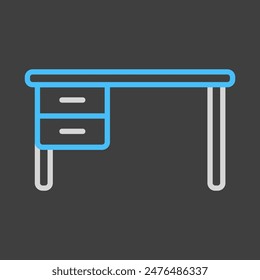 Office desk vector on dark background icon. Table sign. Graph symbol for furniture, web site and apps design, logo, app, UI