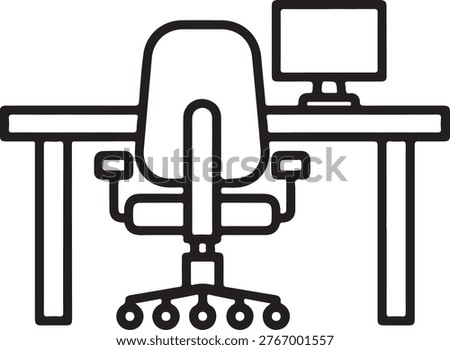 Office Desk Workspace Setup Icon