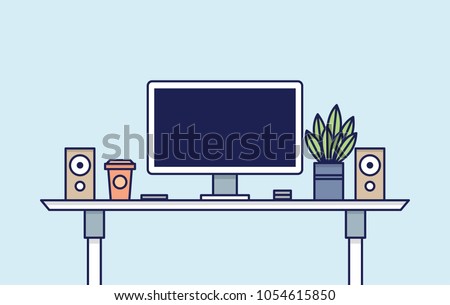 Office Desk Workspace. Vector illustration