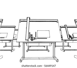 Office Desks For Drawing Vector 04