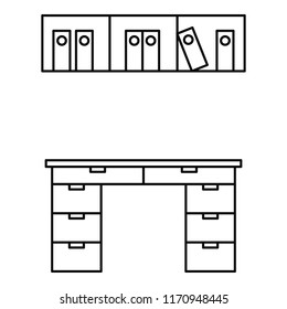 Office desktop icon. Outline illustration of office desktop vector icon for web design isolated on white background
