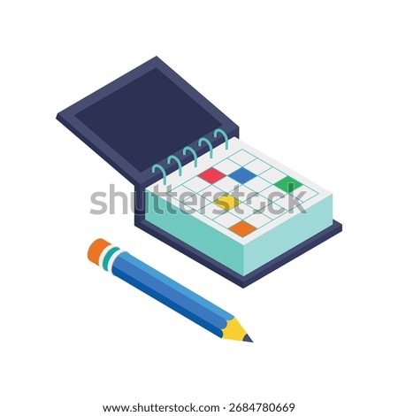 Office Diary Isometric vector Illustration 
