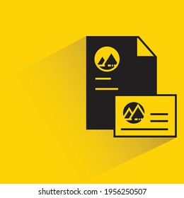 office document with branding identity label shadow on yellow background