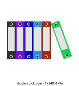 Office document business file folder vector illustration. Archive office file datum sign paper isolated white. Business document organization storage folder binder. Horizontal archive book organize