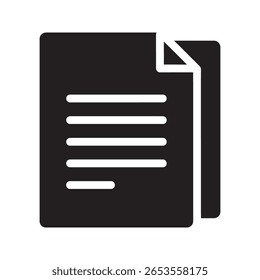 Icono de documento de Office para el almacenamiento de datos de archivos comerciales y la administración de información que muestra una pila de papel para informes y registros escritos Vector icono de glifo sólido