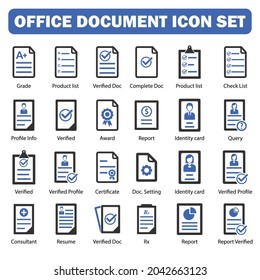 office document icon set collection black and blue series