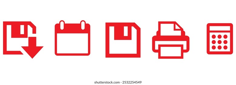 Office document icon set in line style. download, print office simple black style symbol sign for apps and website, vector illustration.