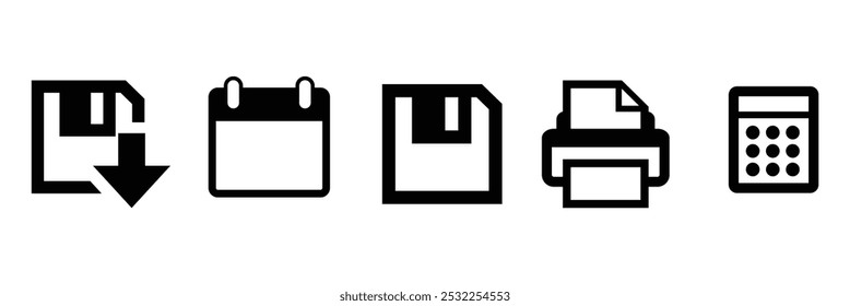 Office document icon set in line style. download, print office simple black style symbol sign for apps and website, vector illustration.