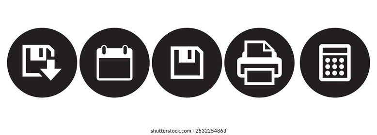 Office document icon set in line style. download, print office simple black style symbol sign for apps and website, vector illustration.