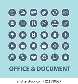 ofimática, documento, iconos negros de internet, signos, siluetas, ilustraciones puestas. vector 