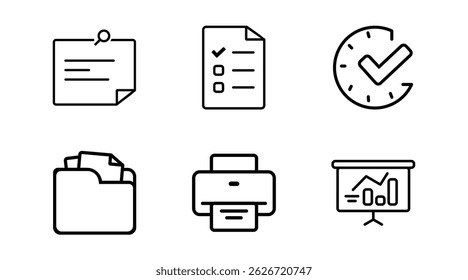 Office Document Line Icons Set