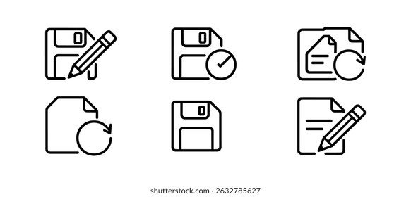 Conjunto de ícones da estrutura de tópicos do documento do Office - linha, arquivos, símbolos de gerenciamento