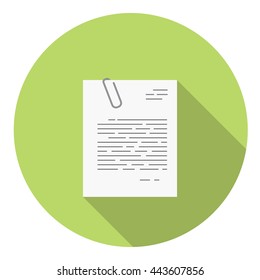 Office Document With Paper Clip Flat Style Design Icon