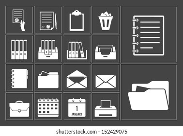 office document and paper white icon set