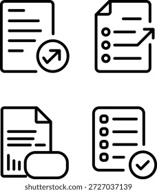 Conjunto de iconos de línea de Estado de documentos de Office
