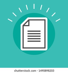 Office document sticker icon concept. Paper page pictogram with text for file element.