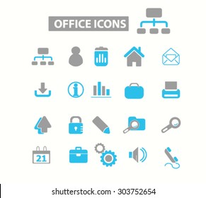 oficina, documento, iconos del lugar de trabajo, signos, conjunto de ilustraciones, vector
