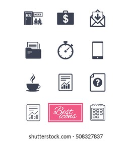 Office, documents and business icons.