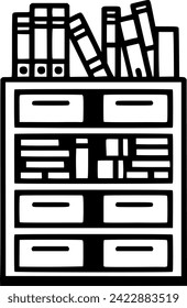 Documentos de Office icono de esquema rellenado por archivadores, signo de vector de línea, signo, símbolo, vector, arte