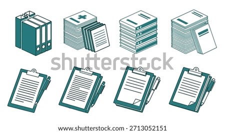 Office documents and clipboards with paperwork
