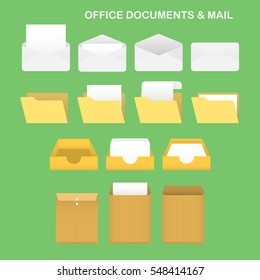 Office documents files mail letter message icon pack